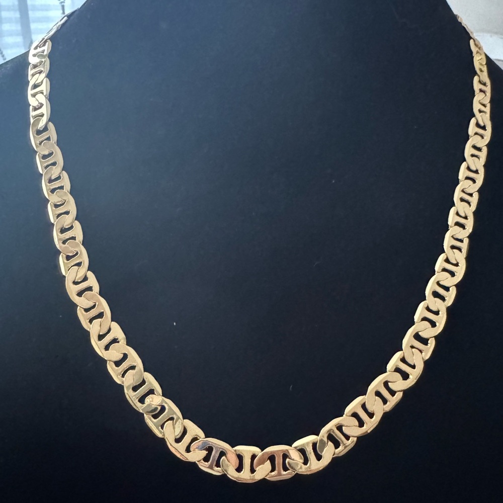 💛 14K GP Heavy Mariner Chain Necklace 20” – Bold Gold Plated 47g